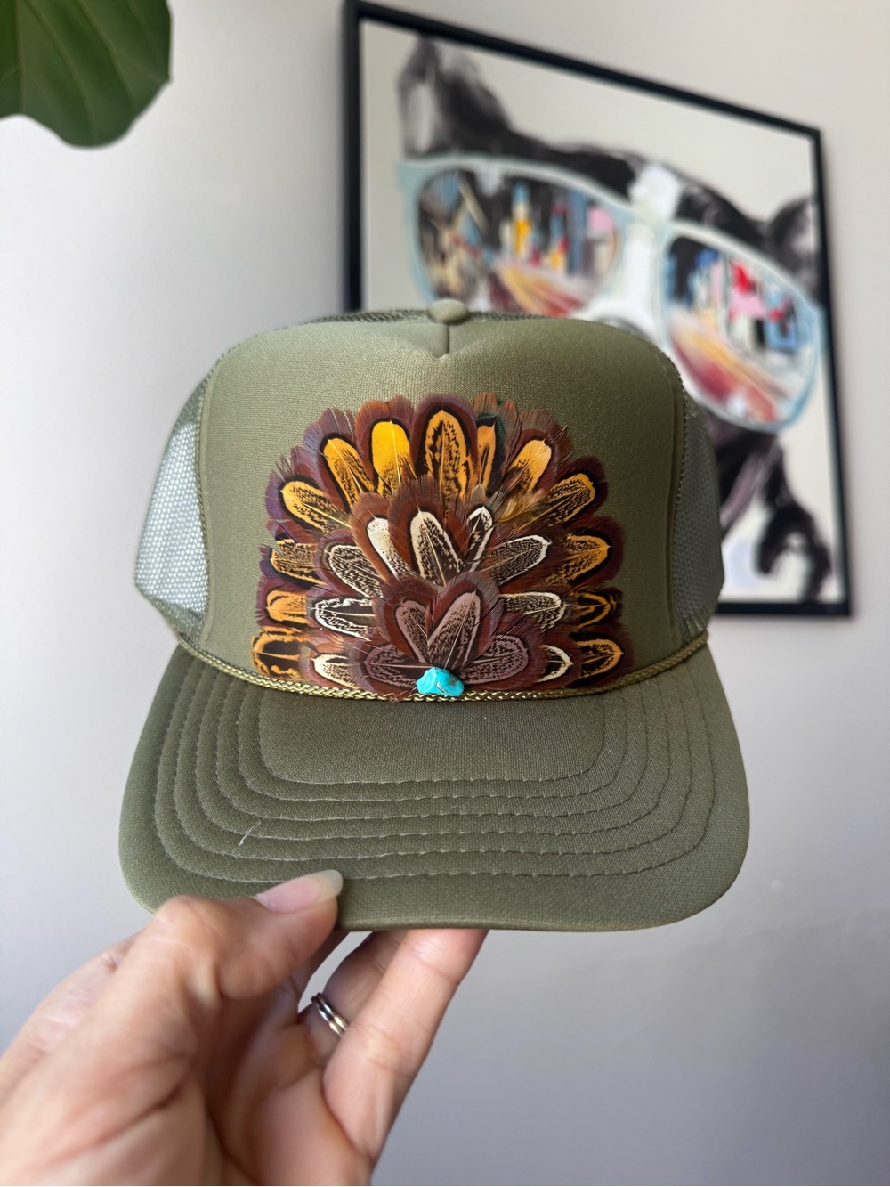 F4 Boho Feather Trucker Hat